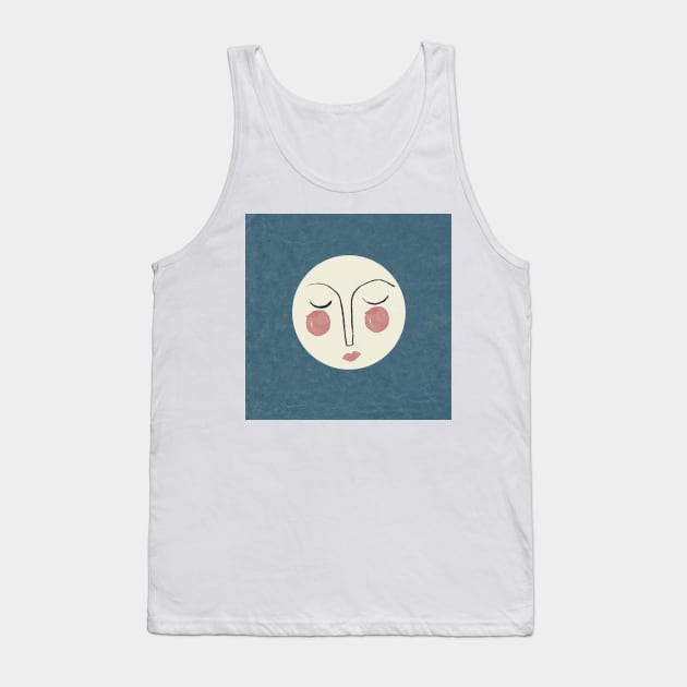 Blue moon face illustration Tank Top by Riadesignstore
